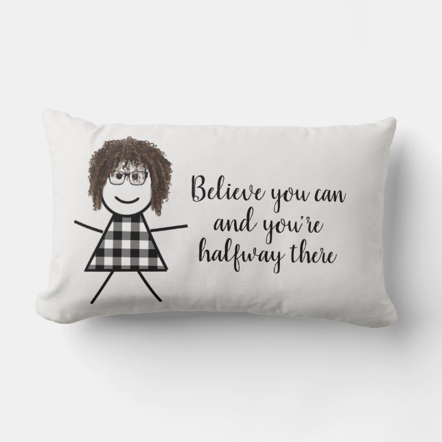 Coussin Rectangle Petite chatte fille avec cheveux et citation (Recto)