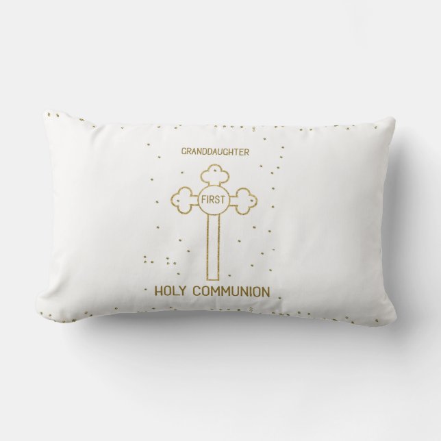 Coussin Rectangle Petite-fille Première Sainte Communion Gold Look C (Recto)