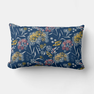 Coussin Rectangle Petites fleurs mignonnes bleu marine vi