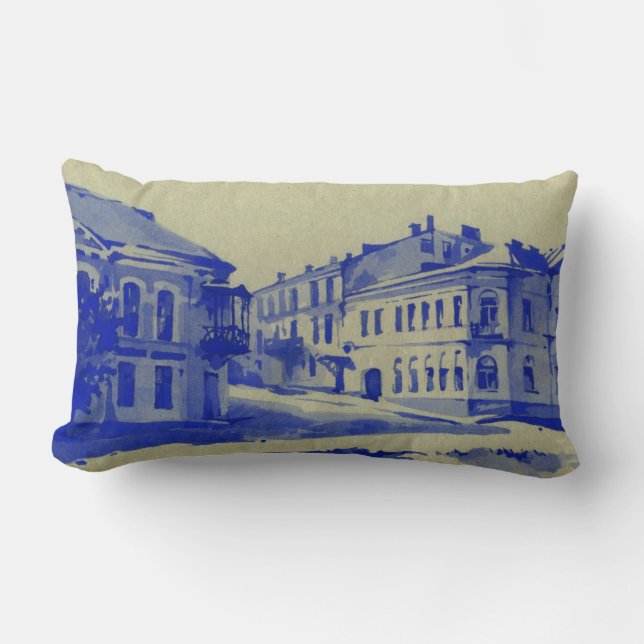 Coussin Rectangle Petites rues dans la vieille ville (Recto)
