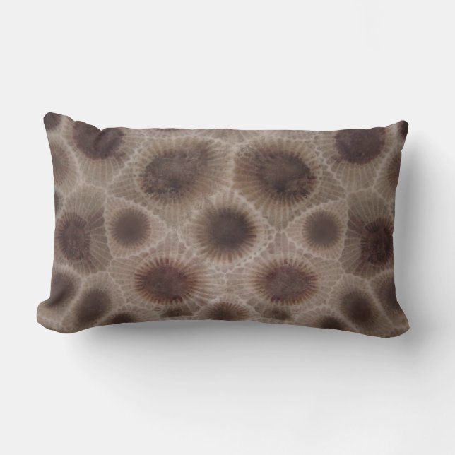 Coussin Rectangle Petoskey Stone, État de Great Lake, motif fossile (Recto)