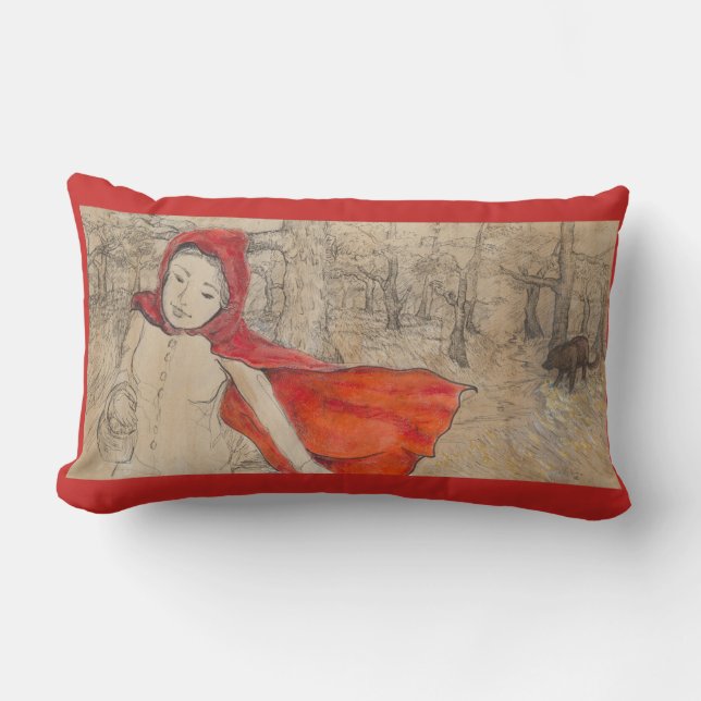 Coussin Rectangle Peu de capuchon rouge (Recto)