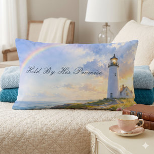 Coussin Rectangle Phare Arc-en-Ciel Aquarelle Côtière