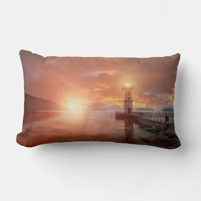 Coussin Rectangle Phare au coucher du soleil (Recto)