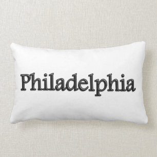 Coussin Rectangle Philadelphie - lettres grises - sur le blanc