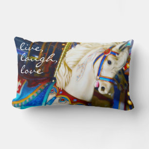 Coussin Rectangle Photo Cheval du Carrousel Blanc Citation d'amour R