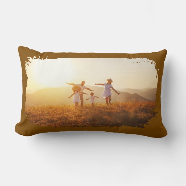 Coussin Rectangle Photo de bordure grunge moderne marron (Recto)