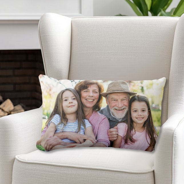 Coussin Rectangle Photo de famille personnalisé à deux (Personalized Family Two Photo Lumbar Pillow )
