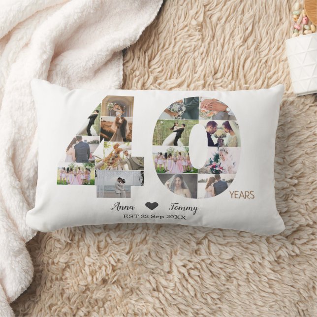 Coussin Rectangle Photo de l'anniversaire du Mariage de quarante ans (Couverture)