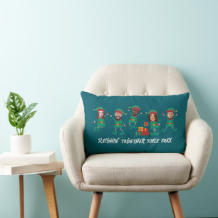 Coussin Rectangle Photo de lutin de Noël à visage drôle personnalisé