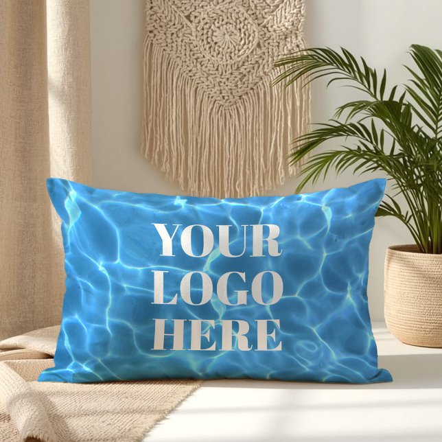 Coussin Rectangle Photo de piscine Aqua Blue pour votre logo (Aqua Blue Swimming Pool Photo for Your Logo Lumbar Pillow)