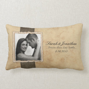 Coussin Rectangle Photo Fiançailles Mariage rustique de cravate