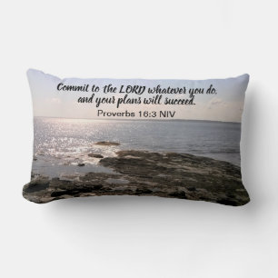 Coussin Rectangle Photo Océan Atlantique avec succès biblique Verse