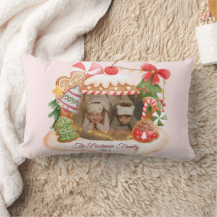 Coussin Rectangle Photo personnalisée Maison en pain d'épice Noël