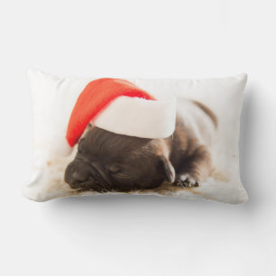Coussin Rectangle Photo sur chiot mignonne personnalisée avec Santa