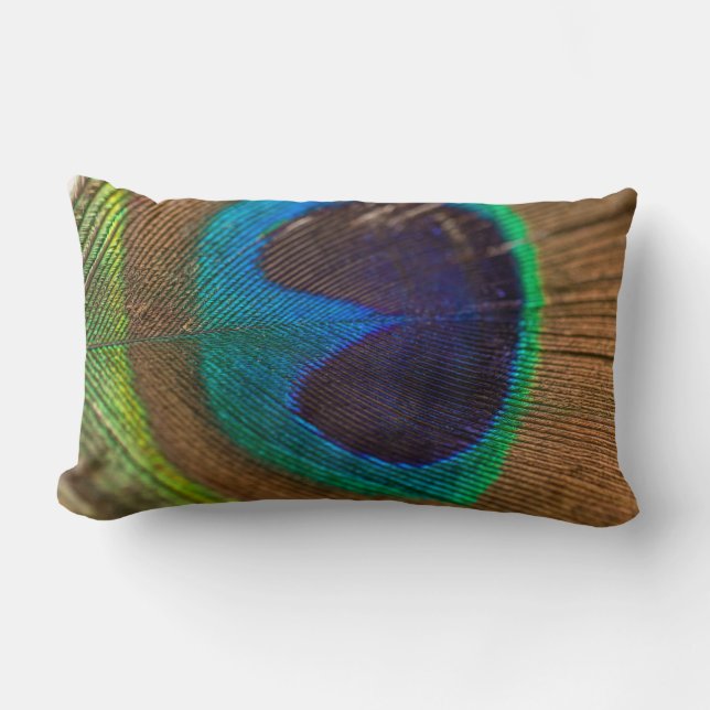 Coussin Rectangle Photographie de plumes de paon (Recto)