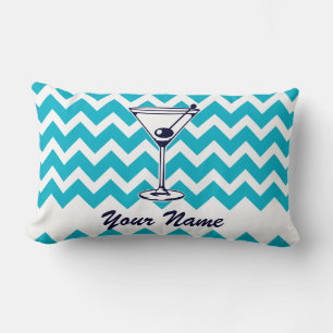 Coussin Rectangle Pictogramme Martini avec Motif Blue Chevron