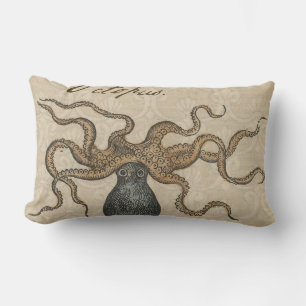 Coussin Rectangle Pieuvre Kraken Antique Faune Marine Côtière