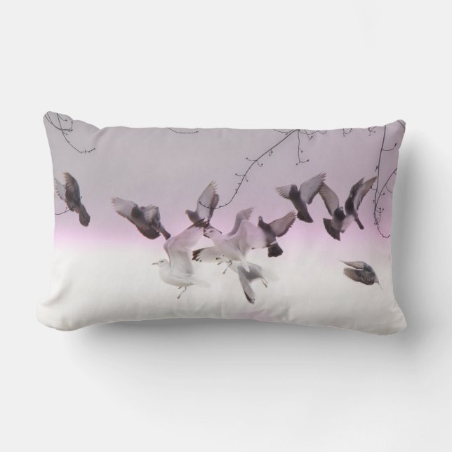 Coussin Rectangle Pigeons Délice En Vol (Recto)
