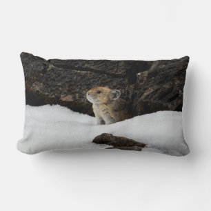 Coussin Rectangle Pika américain dans un banc de neige