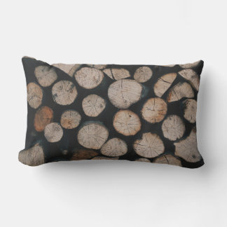 Coussin Rectangle Pile de bois brun