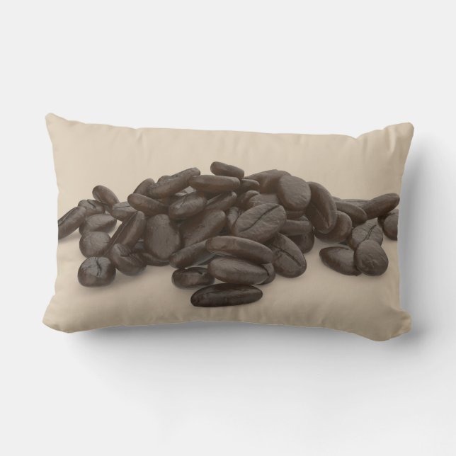 Coussin Rectangle Pile de grains de café rôtis (Verso)