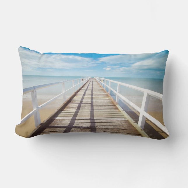 Coussin Rectangle Pilier tropical de plage (Recto)