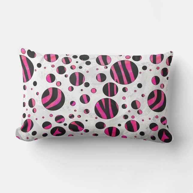 Coussin Rectangle Piloka Dot Zebra noir et rose chaud (Recto)