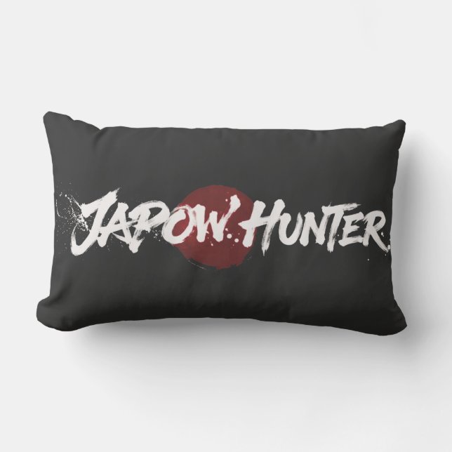 Coussin Rectangle Pinceau à neige Art - Chasseur de Japow - Noir (Recto)