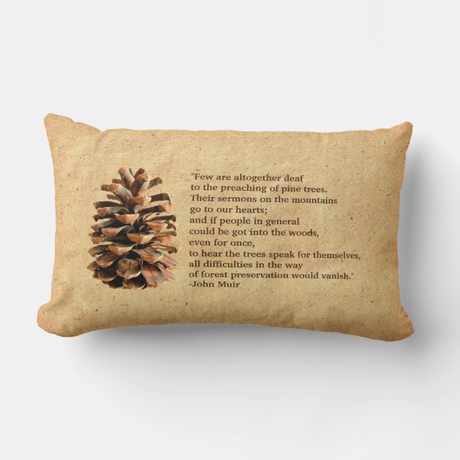 Coussin Rectangle Pine Cone Et John Muir Citation (Recto)