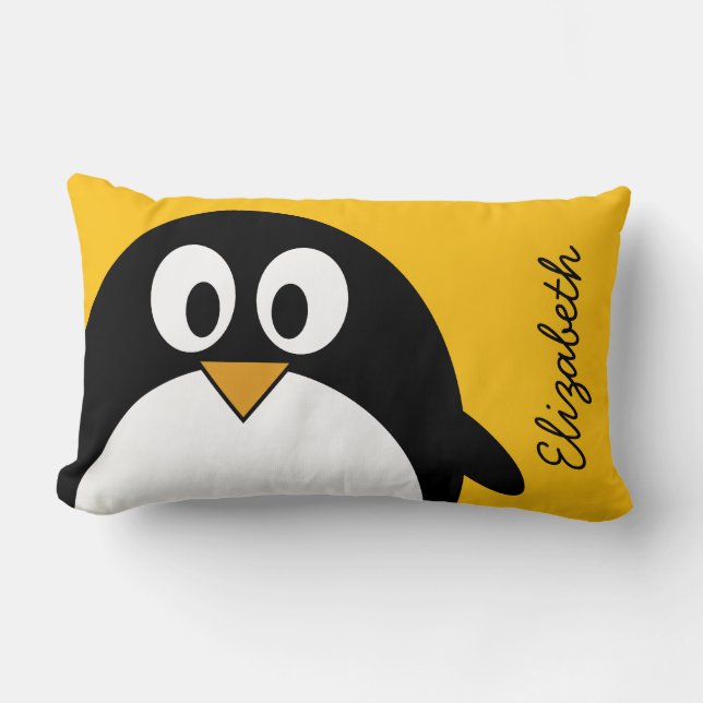 Coussin Rectangle Pingouin mignon et moderne de bande dessinée (Recto)