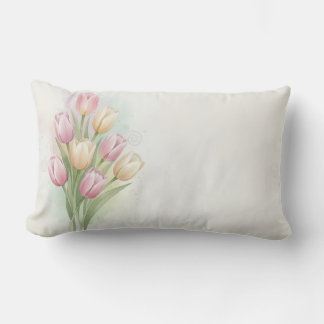 Coussin Rectangle Pink and Yellow Tulip Flower Bouquet