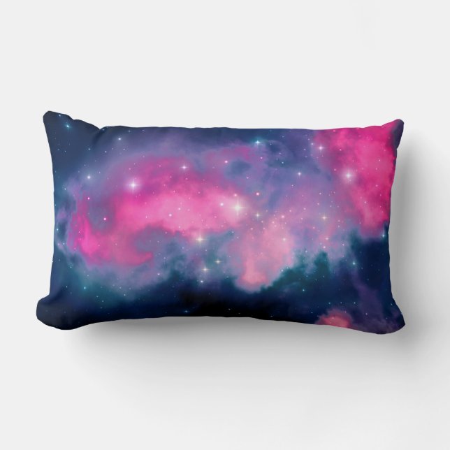 Coussin Rectangle Pink & Blue Galaxy & Stars Abstract (Recto)