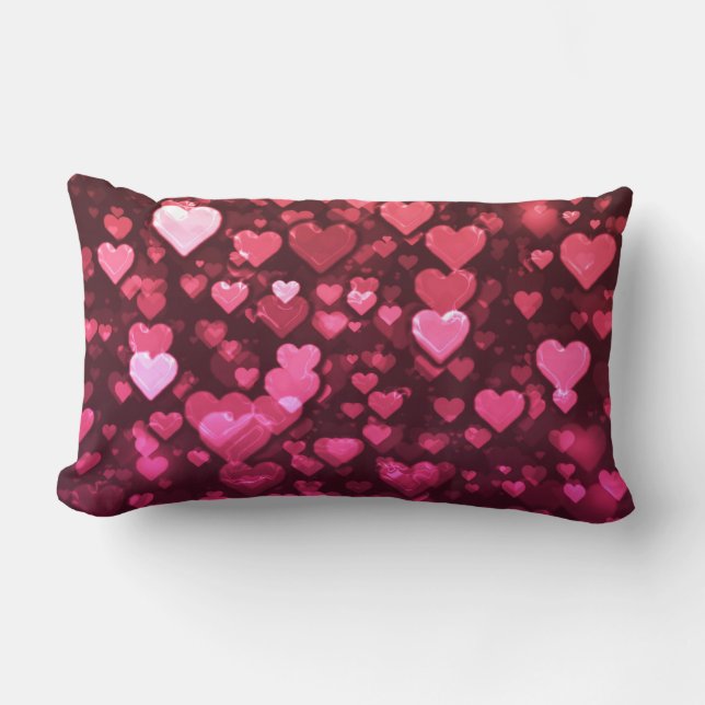 Coussin Rectangle Pink Bokeh Hearts papier peint Arrière - plan numé (Recto)