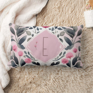 Coussin Rectangle Pink Clover and Sage Monogram