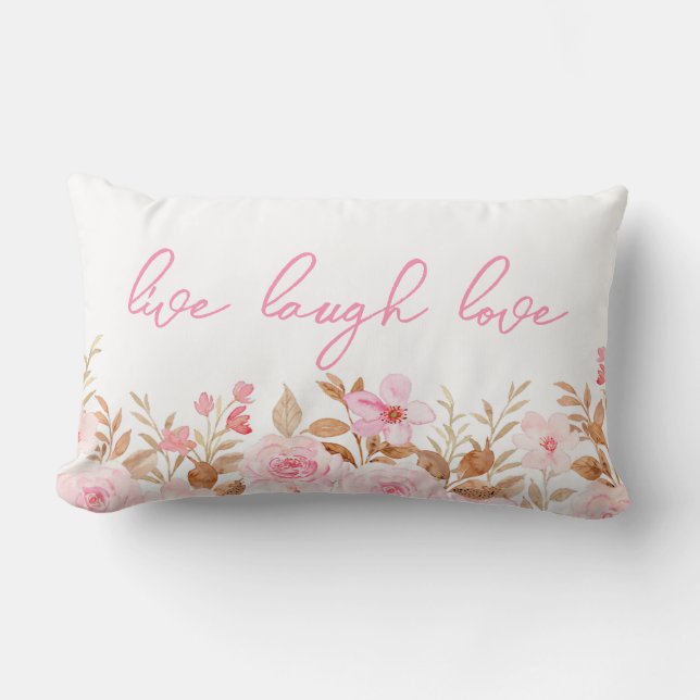 Coussin Rectangle Pink Live Laugh Love (Recto)