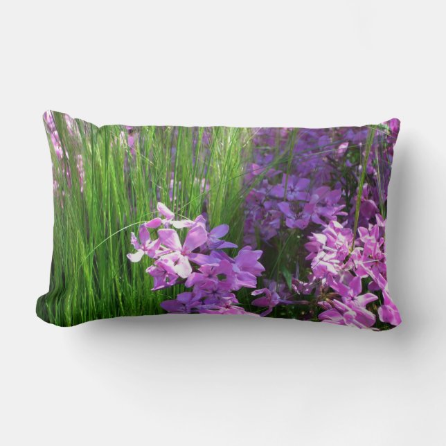 Coussin Rectangle Pink Phlox et Grass été Floral (Recto)