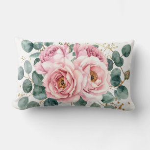 Coussin Rectangle Pink Rose & Eucalyptus Pillow