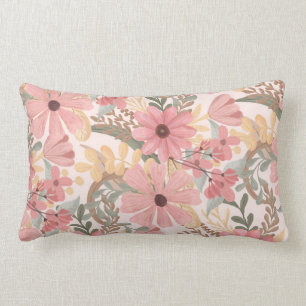 Coussin Rectangle Pink Sage Vert Floral Feuille Motif d'aquarelle