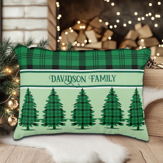 Coussin Rectangle Pins De Tarte Vert Noir Cosy (Créateur téléchargé)