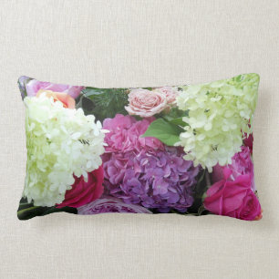 Coussin Rectangle Pivoine rose d'hortensia de cottage de fleur