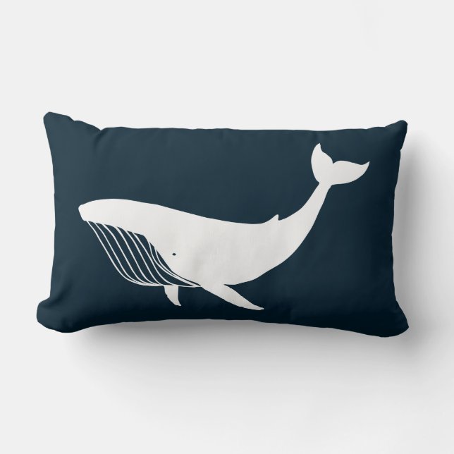Coussin Rectangle PixDezines blanc+bleu baleine/do-it-yourself arriè (Recto)
