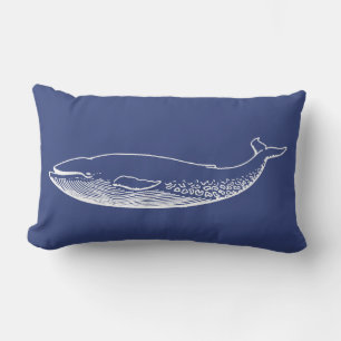 Coussin Rectangle PixDezines blanc+bleu baleine/do-it-yourself arriè