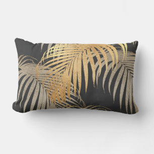 Coussin Rectangle PixDezines FAUX METALLIC PALMS+MONSTERA