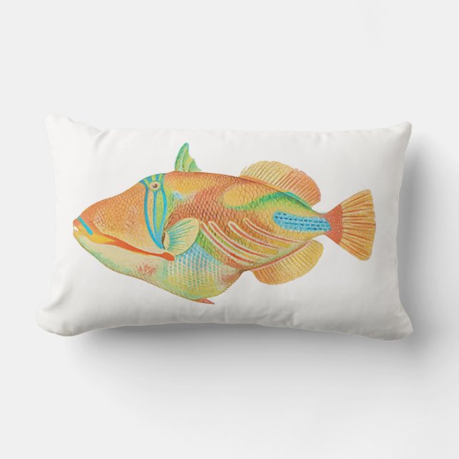 Coussin Rectangle PixDezines nakunuku, poisson hawaïen/do-it-yoursel (Recto)