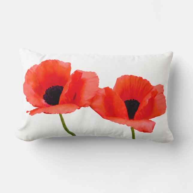 Coussin Rectangle PixDezines pavots rouges/do-it-yourself couleurs a (Recto)