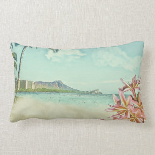Coussin Rectangle PixDezines Plage de waikiki vintage/tête de losang