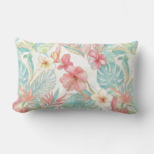 Coussin Rectangle PixDezines Vintage Pastel H2 Hawaii Floral Foliage