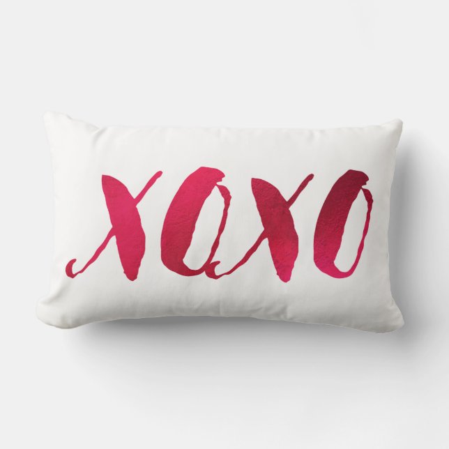 Coussin Rectangle PixDezines XOXO en Faux Red Foil (Recto)