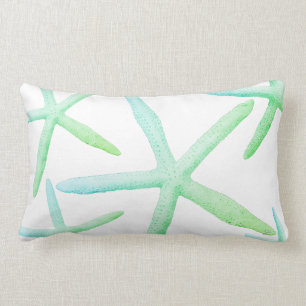 Coussin Rectangle Plage à la mode de vert bleu d'étoiles de mer de